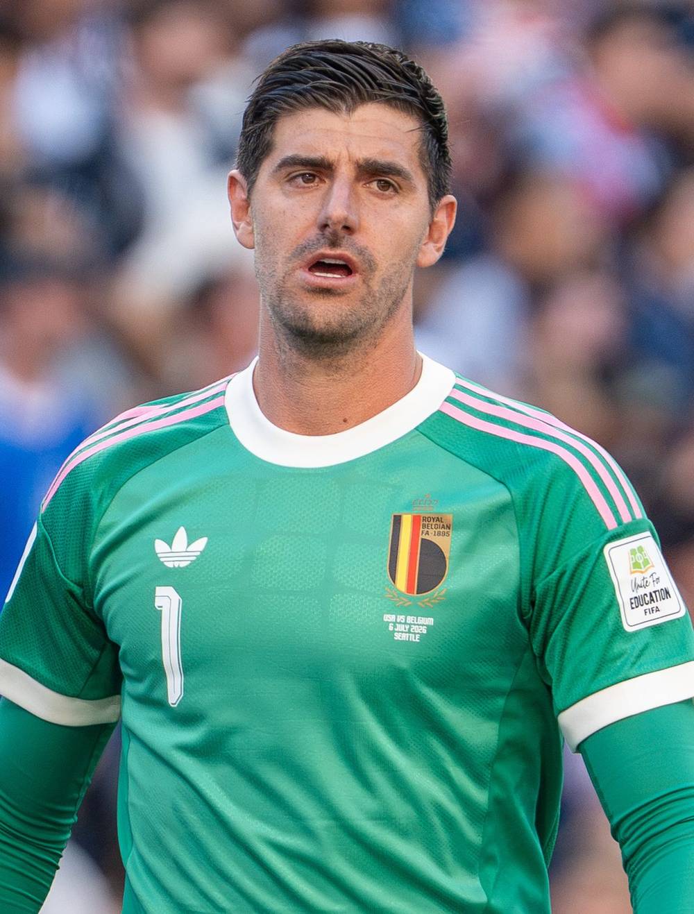 Thibaut Courtois in a Belgium shirt